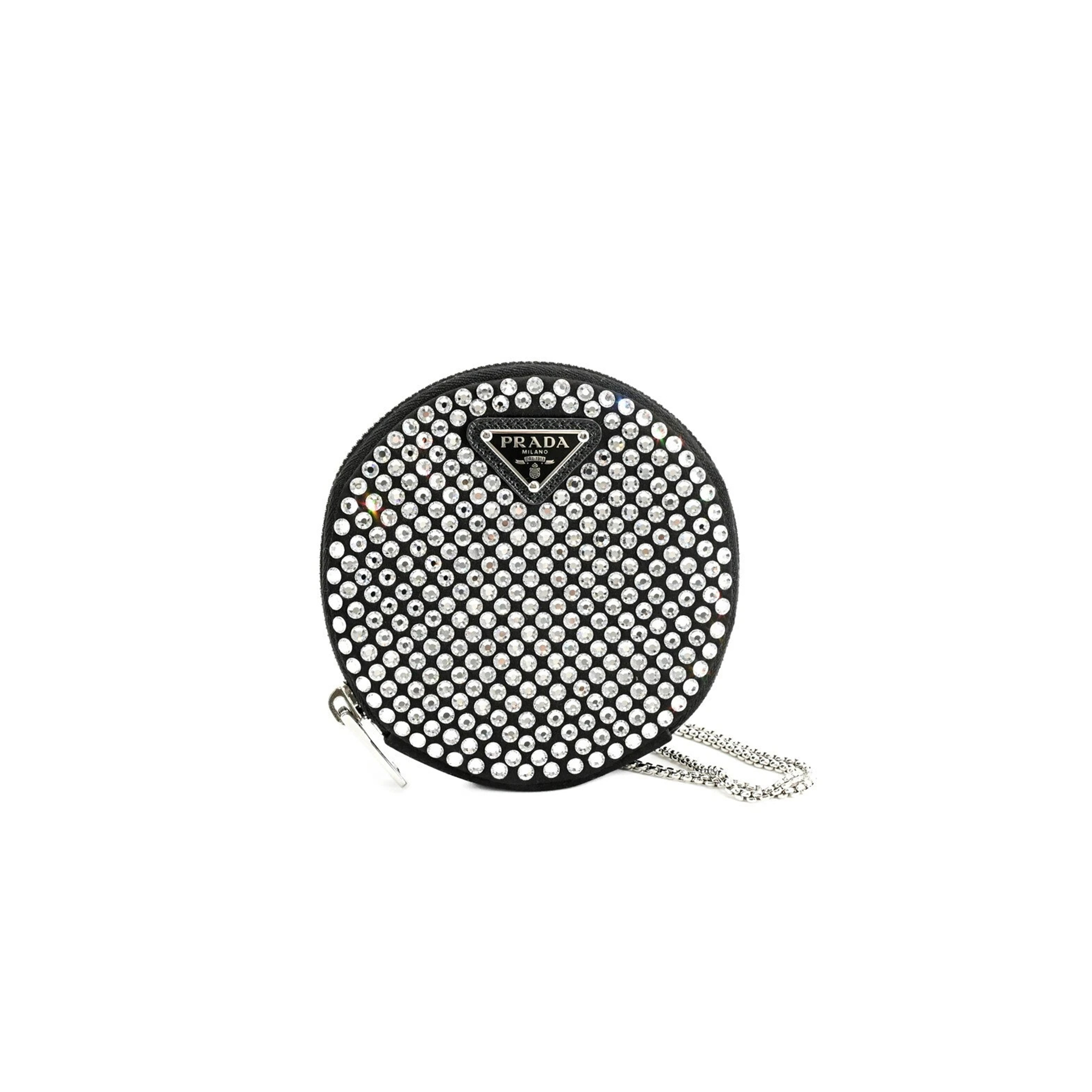 Pra*a round chain shoulder bag black 1nr003 (12*12*2cm)